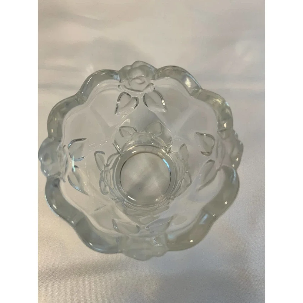 Mikasa Bella Rosa Crystal Candle‎ Holder with Frosted Roses 3